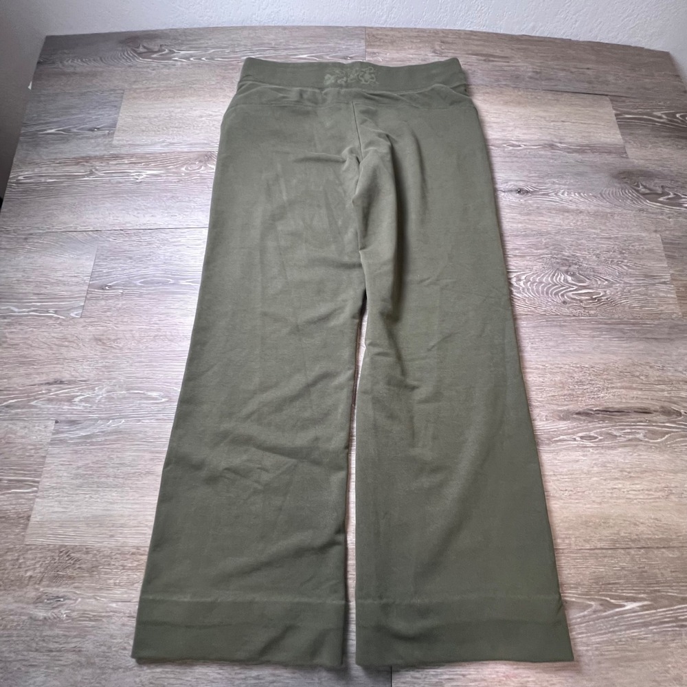 Athletic Works Yoga Pants Womens M 8/10 Olive Green Wide Leg Drawstring AW343818